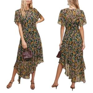 ASTR The Label Flutter Sleeve Floral Asymmetrical Maxi‎ Dress. Size XS